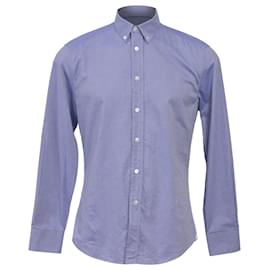 Louis Vuitton- Louis Vuitton Swiss Dot Regular Fit Long Sleeve Shirt in Light Blue Cotton-Blue,Light blue