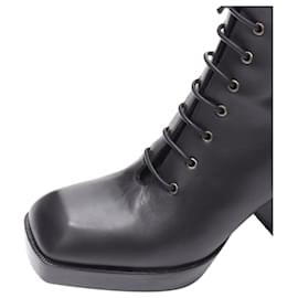 Autre Marque-Nodaleto Black Lace Up Square Toe Block Heeled Platform Boots Eu39 Us9-Black