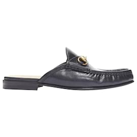 Gucci-Gucci Quentin Nero Black Leather Gold Horsebit Slip On Loafer Eu9.5 Eu42.5-Black