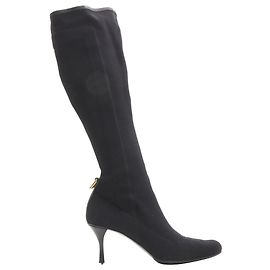 Gucci schwarze Strickstiefel mit Webbesatz und D-Ring, Größe EU36.5 Schwarz
