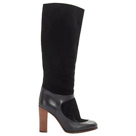 Céline Celine Philo Black Suede Sock Ankle Strap Chunky Wooden Heel Tall Boot Eu35.5 Black
