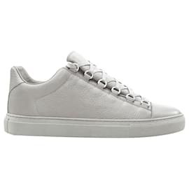 Balenciaga-Balenciaga Demna Arena Pyrite Grey Grained Leather Low Top Sneakers Eu41 Us8-Grey