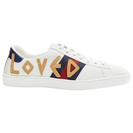 Gucci-GUCCI Ace Loved leather sneakers  -White