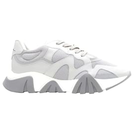 Versace-Versace Squalo Grey Leather Mesh Chunky Sneakers K48 Eu45 Us12-Grey