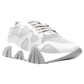 Versace-Versace Squalo Grey Leather Mesh Chunky Sneakers K48 Eu45 Us12-Grey