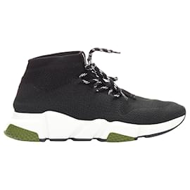 Balenciaga-Balenciaga Speed Black White Red Logo Laced Sock Sneakers Eu40-Black