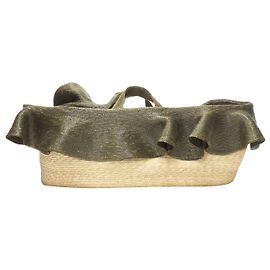 Bolsa de ráfia verde oversized East West com babados de Rosie Assoulin Marrom