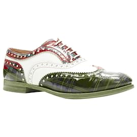 Church's-Church'S Burwood Red Tartan Patent White Perforated Leather Brogue Eu36.5-Red