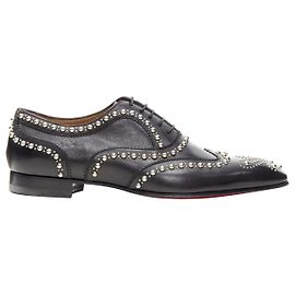 Christian Louboutin Charlie Clou Nero Argento Studded Oxford Brogue Eu44 Nero