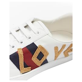 Gucci-GUCCI Ace Loved leather sneakers  -White