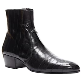 Saint Laurent-SAINT LAURENT Cole 45 black polished eel leather ankle boots -Black