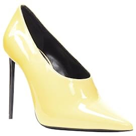 Saint Laurent-Saint Laurent Cream Beige Patent Leather Point Toe Low Vamp Bootie Eu38.5-Brown,Beige