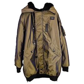 Dolce & Gabbana- Dolce & Gabbana DG Heaven Shear-Lined Hooded Jacket with Pockets in Green Nylon-Green