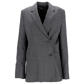 Totême Off-Center Einreiher-Blazer aus grauem Polyester Grau