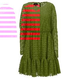 Giambattista Valli-Giambattista Valli Floral Lace Mini Dress in Red Polyester-Red,Dark red