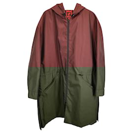 Fendi- Fendi Houndstooth Print Reversible Parka Jacket in Red Polyester-Red