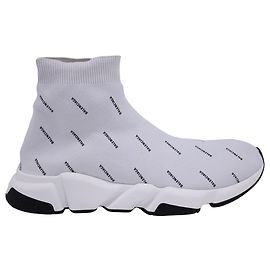 Baskets montantes en polyester blanc avec logo Balenciaga sur toute la surface Blanc