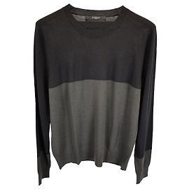 Suéter de gola redonda bicolor Givenchy em lã preta e cinza Multicor