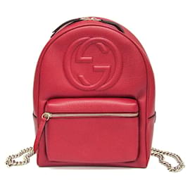 Gucci Soho Interlocking G Women's Leather Backpack Red