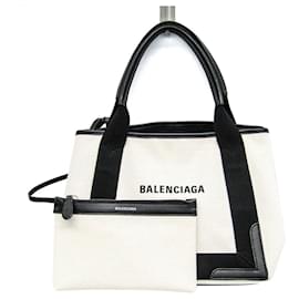 Balenciaga-Balenciaga Navy Cabas S Handbag-Black,Eggshell