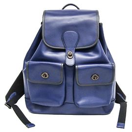 Coach Heritage C2902 Men's Leather Backpack Blue