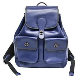 Coach-Coach Heritage C2902 Men's Leather Backpack-Blue