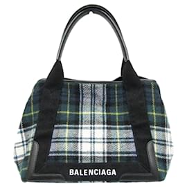 Balenciaga-Balenciaga Navy Cabas S Handbag-Black,Green
