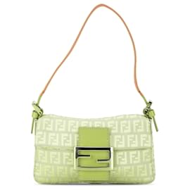 Fendi-Fendi Pink Mini Zucchino Canvas Baguette-Pink,Yellow