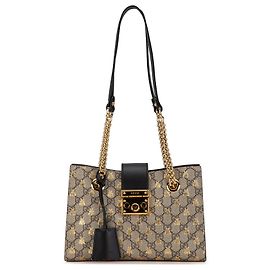 Bolsa Gucci Brown Small GG Supreme Bee Padlock Marrom Bege