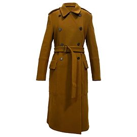 Jil Sander Belted Double-Breasted Trench Coat in Brown Wool Brown