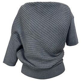 JW Anderson geripptes asymmetrisches Sweatshirt aus grauer Merinowolle Grau