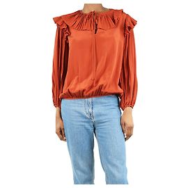 Marc by Marc Jacobs Rostfarbige, plissierte Seidenbluse - Größe XS Orange