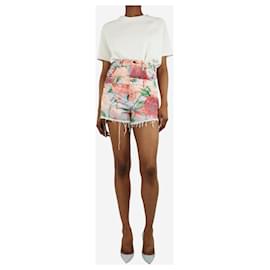 Loewe-Light blue denim layered floral shorts - size UK 8-Purple