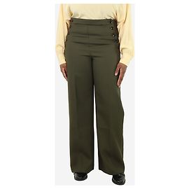 SéZane Pantalon large à rabat vert - taille UK 14 Vert