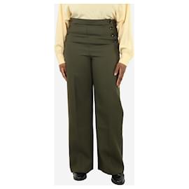 SéZane-Green flap-front wide-leg trousers - size UK 14-Green