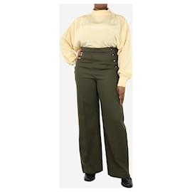 SéZane-Green flap-front wide-leg trousers - size UK 14-Green