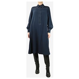 Marc by Marc Jacobs Robe midi bleu foncé et blanche avec coutures contrastées - taille M Bleu