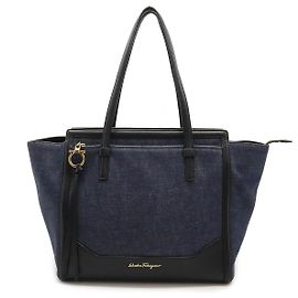 Borsa tote Amy in denim e pelle Salvatore Ferragamo Blu
