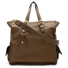 Versace-Versace Medusa Leather Tote Bag-Brown