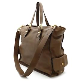 Versace-Versace Medusa Leather Tote Bag-Brown