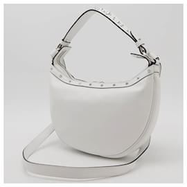 Versace-Versace Small 2WAY Medusa Leather Studded Hobo Shoulder Bag-White