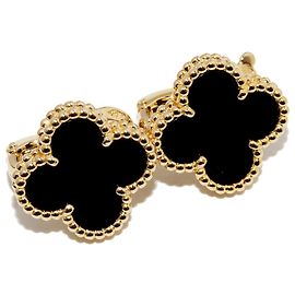 Orecchini Vintage Alhambra in Onice di Van Cleef & Arpels D'oro