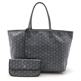 Goyard St. Louis PM Tote Bag Gray Leather Grey