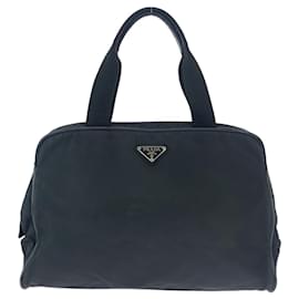 Prada-Prada Nylon Tessuto Logo Plate Handbag-Black