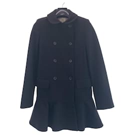 Fendi-Fendi Wool Rayon Peacoat Frill Coat Kids-Black
