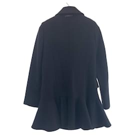Fendi-Fendi Wool Rayon Peacoat Frill Coat Kids-Black