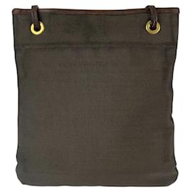 Prada-Prada Logo Jacquard Canvas Leather Shoulder Bag-Brown