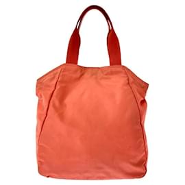 Prada-Prada Nylon Tessuto Logo Tote Bag-Orange