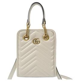 Gucci-Gucci GG Marmont Quilted 2way Hand Shoulder Bag 696123DTDHT9022-White