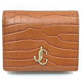 Jimmy Choo Croc Embossed Bifold Wallet Brown